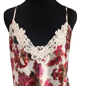 VTG‎ Small Y2K Fairy Ethereal Lace Trim Satin Slip Dress Lingerie Chemise Whimsy